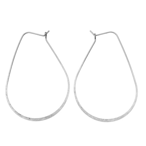 Nunn Design Earring Findings, Oval Hoop Ear Wire 38x56mm, Antiqued Silver (1 Pair)