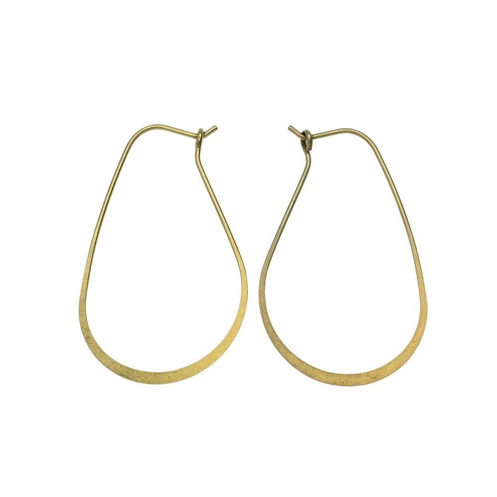 Nunn Design Earring Findings, Oval Hoop Ear Wire 26x37mm, Antiqued Gold (1 Pair)