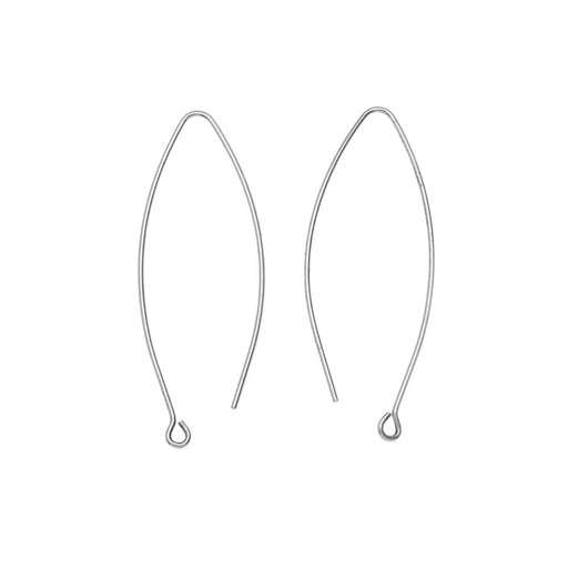 Nunn Design Earring Findings, Open Oval Hoop Ear Wire with Loop 15.5x44mm Antiqued Silver (1 Pair)