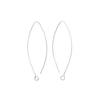 Nunn Design Earring Findings, Open Oval Hoop Ear Wire with Loop 15.5x44mm, Bright Silver (1 Pair)