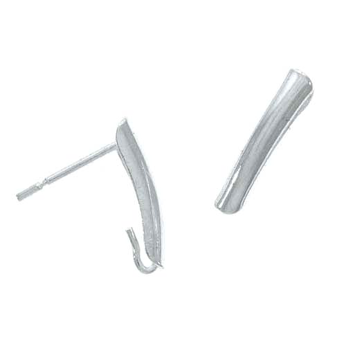 Sterling Silver Shield Hide Loop Earring Posts 12.5mm (2 Pairs)