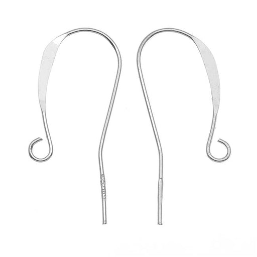 Earring Findings, Flattened Ear Wire 18.5mm, Silver Filled (10 pcs)
