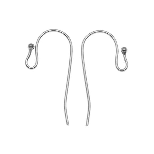 Earring Findings, Ear Wire with Ball 21mm Long, Surgical Steel (2 Pairs)