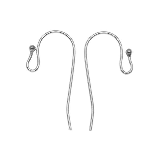 Earring Findings, Ear Wire with Ball 21mm Long, Surgical Steel (2 Pairs)