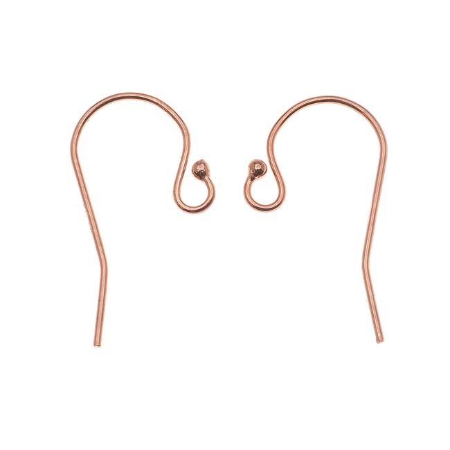 Earring Findings, Ear Wire with Ball 20mm Long Rose Gold FIlled (2 Pairs)