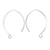 Ear Wire, V-Style 33mm, Bright Silver, by Nunn Design (1 Pair)