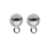 Earring Posts, Stud Dome with Ring 8mm, Rhodium Plated Pewter, by TierraCast (1 Pair)