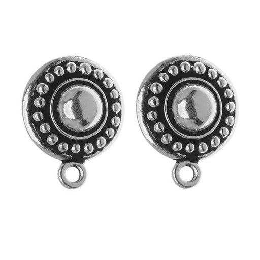 TierraCast Silver Plated Pewter Beaded Clip On Earrings 16mm, (Pair)
