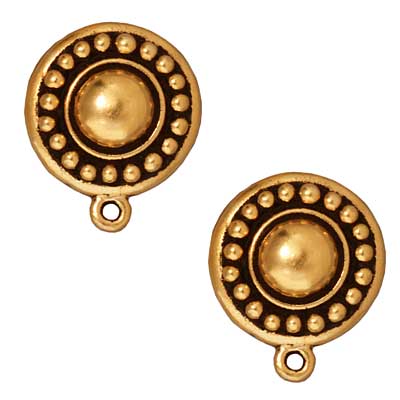 TierraCast 22K Gold Plated Pewter Beaded Clip On Earrings 16mm (1 Pair)