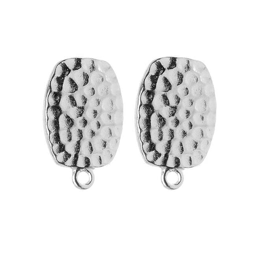 Clip On Earrings, Hammered with Ring 20mm, Rhodium Plated Pewter, by TierraCast (1 Pair)