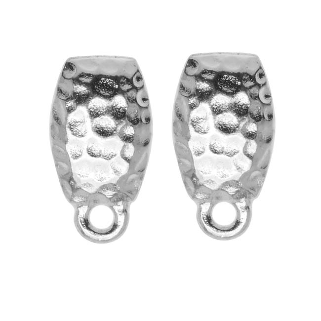 Earring Posts, Stud Hammered 13.5mm, Rhodium Plated Pewter, by TierraCast (1 Pair)