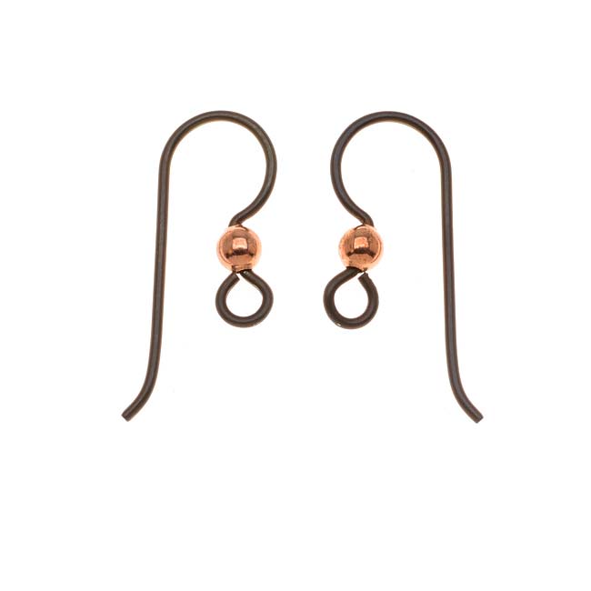 TierraCast Niobium Copper Earring Hooks With 3mm Ball Hypo-Allergenic (2 Pairs)