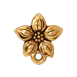 TierraCast 22K Gold Plated Pewter Stud Post Earrings "Star Jasmine" 13mm (Pair)