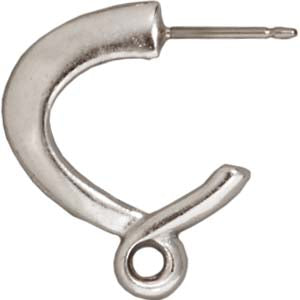 TierraCast Rhodium Plated Pewter Stud Earrings Contempo Hoops 19mm (Pair)