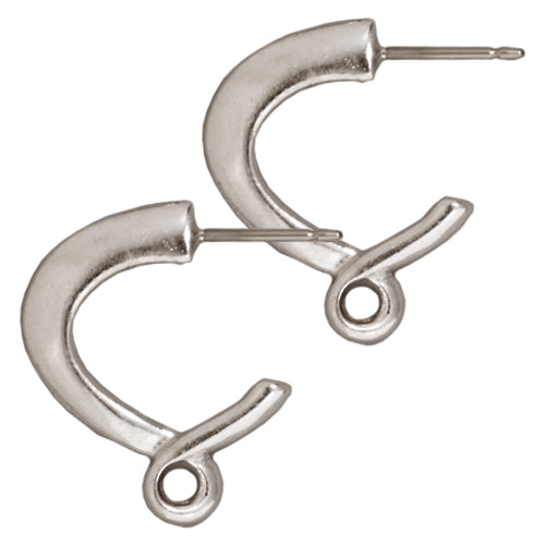 TierraCast Rhodium Plated Pewter Stud Earrings Contempo Hoops 19mm (Pair)