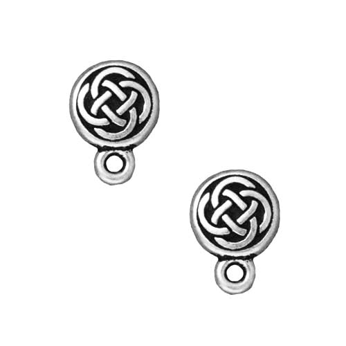 Earring Posts, Stud Celtic Circle 11mm, Silver Plated Pewter, by TierraCast (1 Pair)