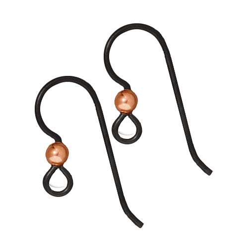 TierraCast Black Finish Niobium 3mm Copper Ball Earring Hook 20 Gauge (2 Pairs)