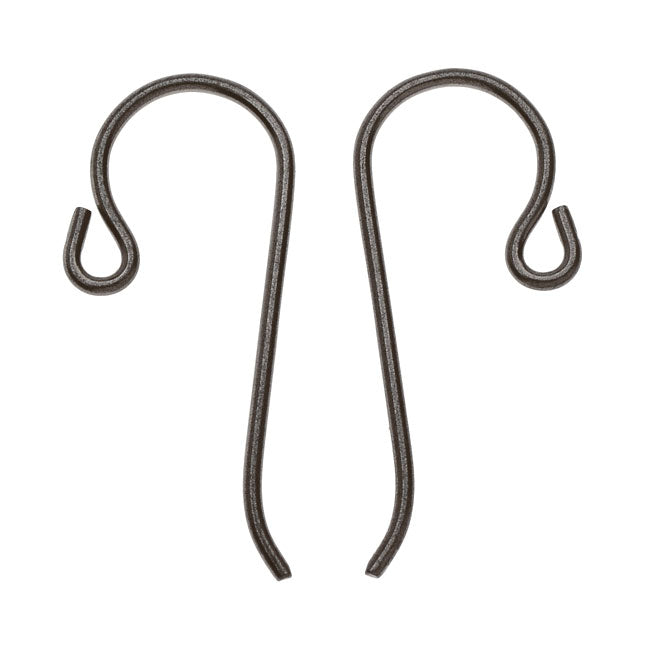 TierraCast Black Finish Earring Hooks, Hypo-Allergenic Niobium with Loop 21mm Black (2 Pairs)