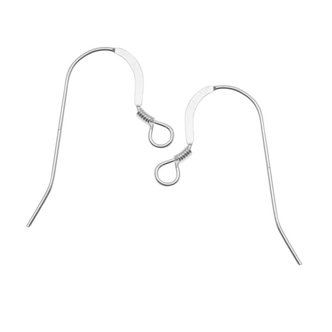 Earring Findings, French Ear Wire Hook 16mm Long 21 Gauge, Sterling Silver (10 pcs)