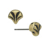 Cymbal Earring Posts for Ginko Beads, Limani, 2-Hole Leaf 7.5x8mm, Antiqued Brass Plated (1 Pair)