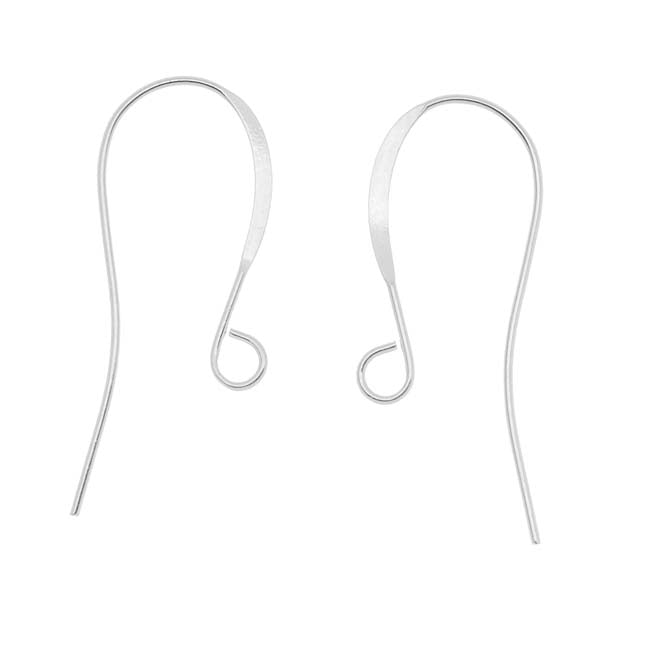 Earring Findings, Long Elegant Hooks 25mm, Silver Plated (25 Pairs