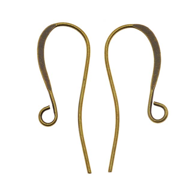 Earring Findings, Long Earring Hooks 25mm, Antiqued Brass (25