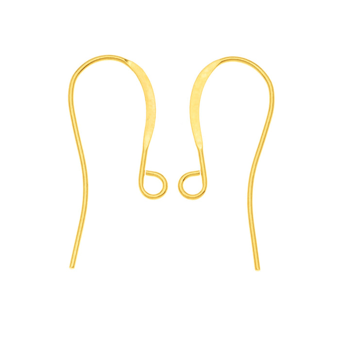 Earring Findings, Long Earring Hooks 25mm, Gold Plated (25 Pairs