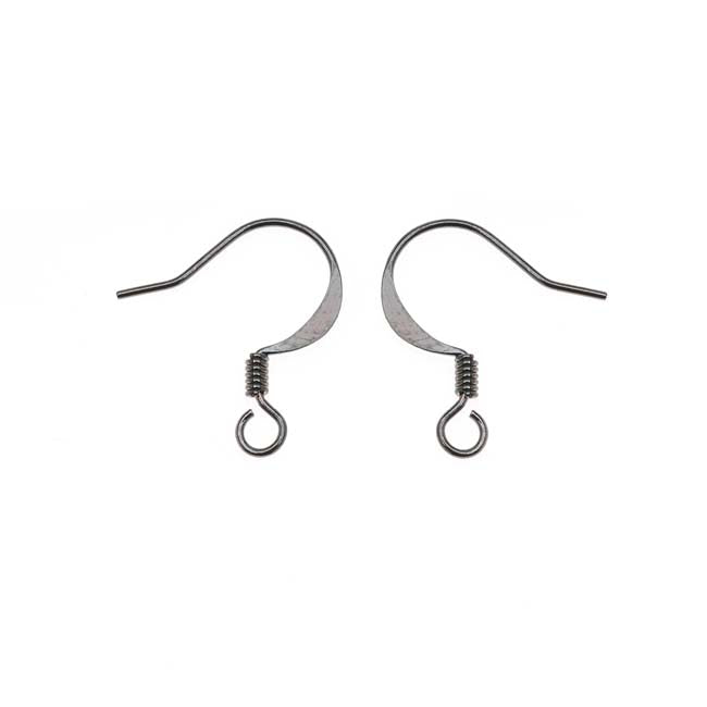 Earring Findings, Fish Hook Ear Wire 15x15mm, Gun Metal Plated (25
