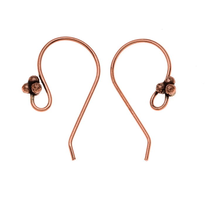 Earring Findings, Earring Hooks 13x24.5mm, Bali Copper (10 Pairs)