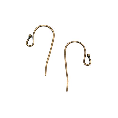 Earring Findings, Bali Style Earring Hooks with Ball 21mm, Antiqued Brass (25 Pairs)
