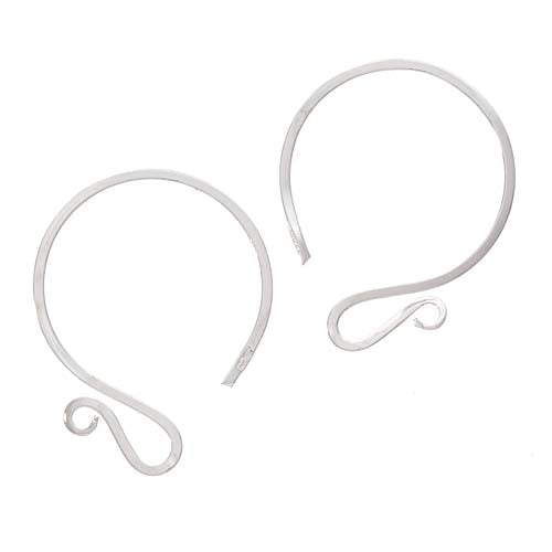 Sterling Silver Shepherds Crook Square Wire Earring Hooks 19mm (2 Pairs)