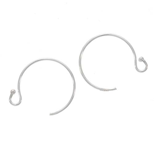 Sterling Silver Sleek & Graceful Circle Earring Hooks 13mm (4 Pairs)