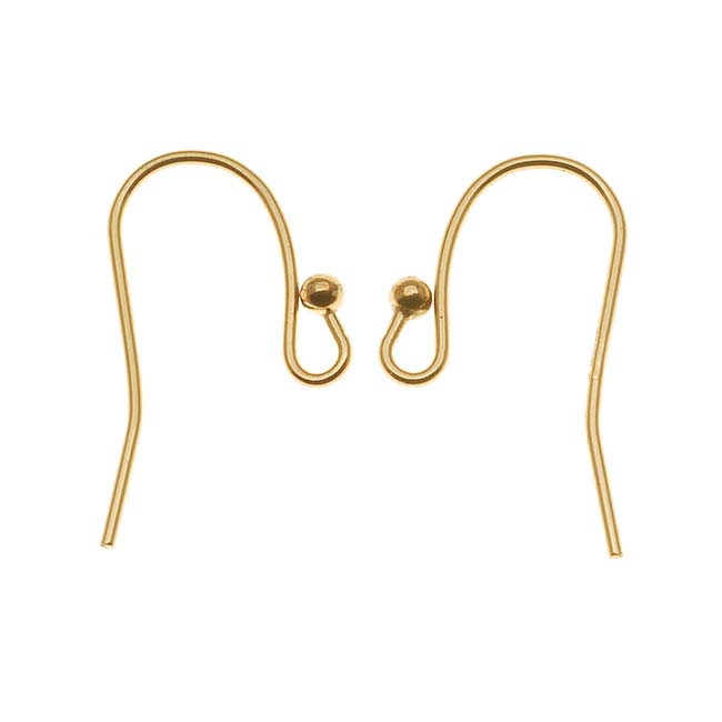 14K Gold Filled Graceful Earring Hooks with Ball 19mm Long (1 Pair)