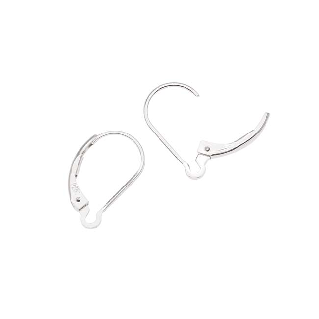 Sterling Silver 925 Leverback Earring Hooks 15x2mm * Plated findings with  CZ