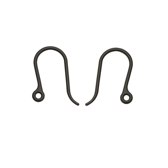 Earring Findings, French Hooks with Loop 12mm, Black Resin (10 Pieces)