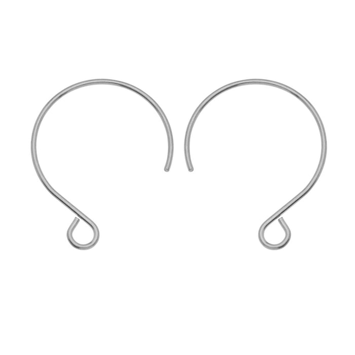Earring Findings, Circle Earring Hooks with Loop 22x18mm, Stainless Steel (2 Pairs)
