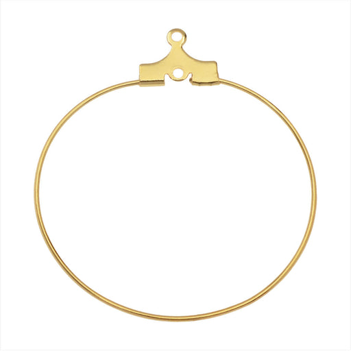 Beadable Open Wire Frame for Earrings or Pendants, Hoop 35mm, Gold Plated (6 Pairs)