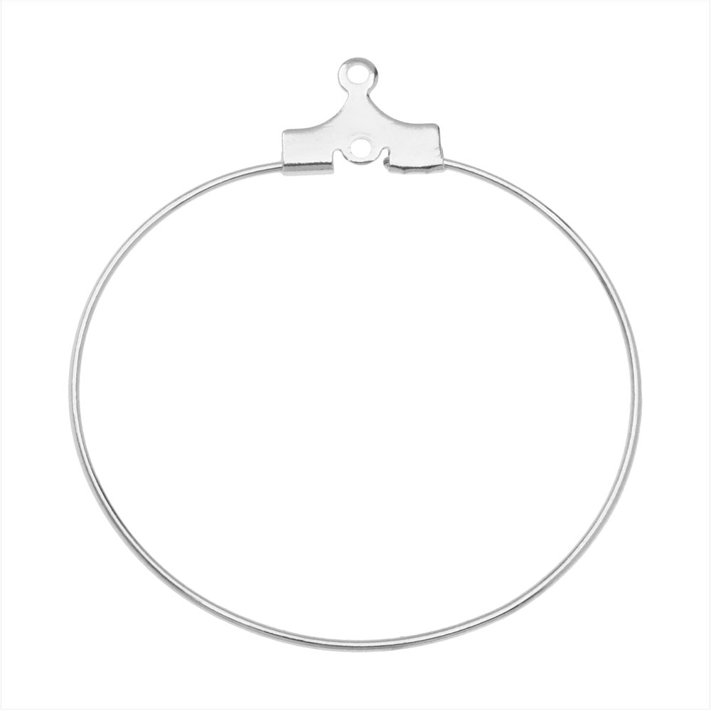 Beadable Open Wire Frame for Earrings or Pendants, Hoop 35mm, Silver Plated (6 Pairs)