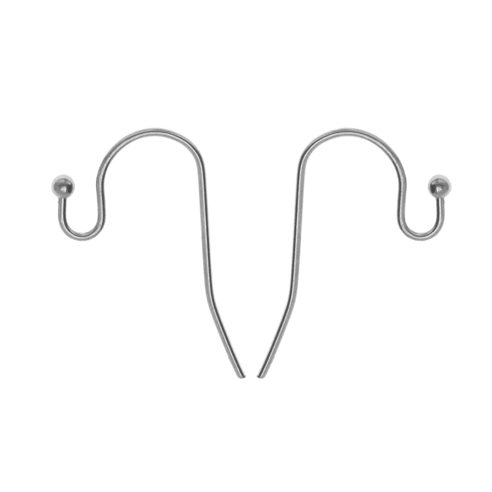 Earring Findings, Earwire Hooks with Ball 20mm, Stainless Steel (6 Pairs)