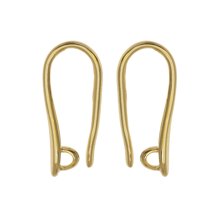 Earring Findings, Earwire Hooks with Loop 19.5mm, Gold Tone (2 Pairs)