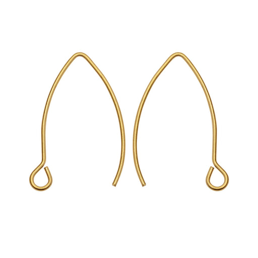 Earring Findings, V-Shaped French Ear Wire with Loop 15.5x26mm, Gold Tone (2 Pairs)