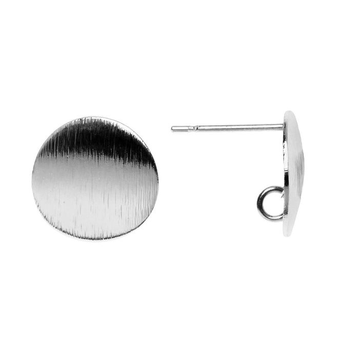 Earring Post, Circle with Loop 12mm, Platinum Tone (2 Pairs)