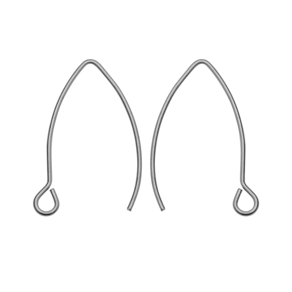 Earring Findings, V-Shaped French Ear Wire with Loop 15.5x26mm, Stainless Steel (2 Pairs)