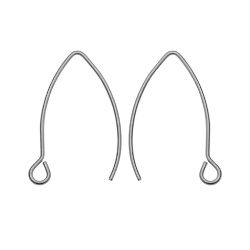 Earring Findings, V-Shaped French Ear Wire with Loop 15.5x26mm, Stainless Steel (2 Pairs)