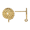 Earring Post, Rope Circle with Loop 12x15mm, Gold Plated (2 Pairs)