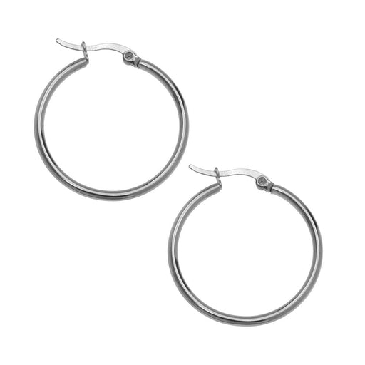 Earrings Findings, Hoop 32mm, Stainless Steel (2 Pairs)