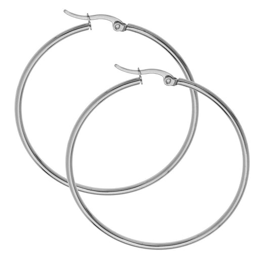 Earrings Findings, Hoop 50mm, Stainless Steel (2 Pairs)