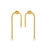 Earring Post, U-Shaped Chandelier with Loops & Earnuts 37x15mm, Gold Tone (1 Pair)