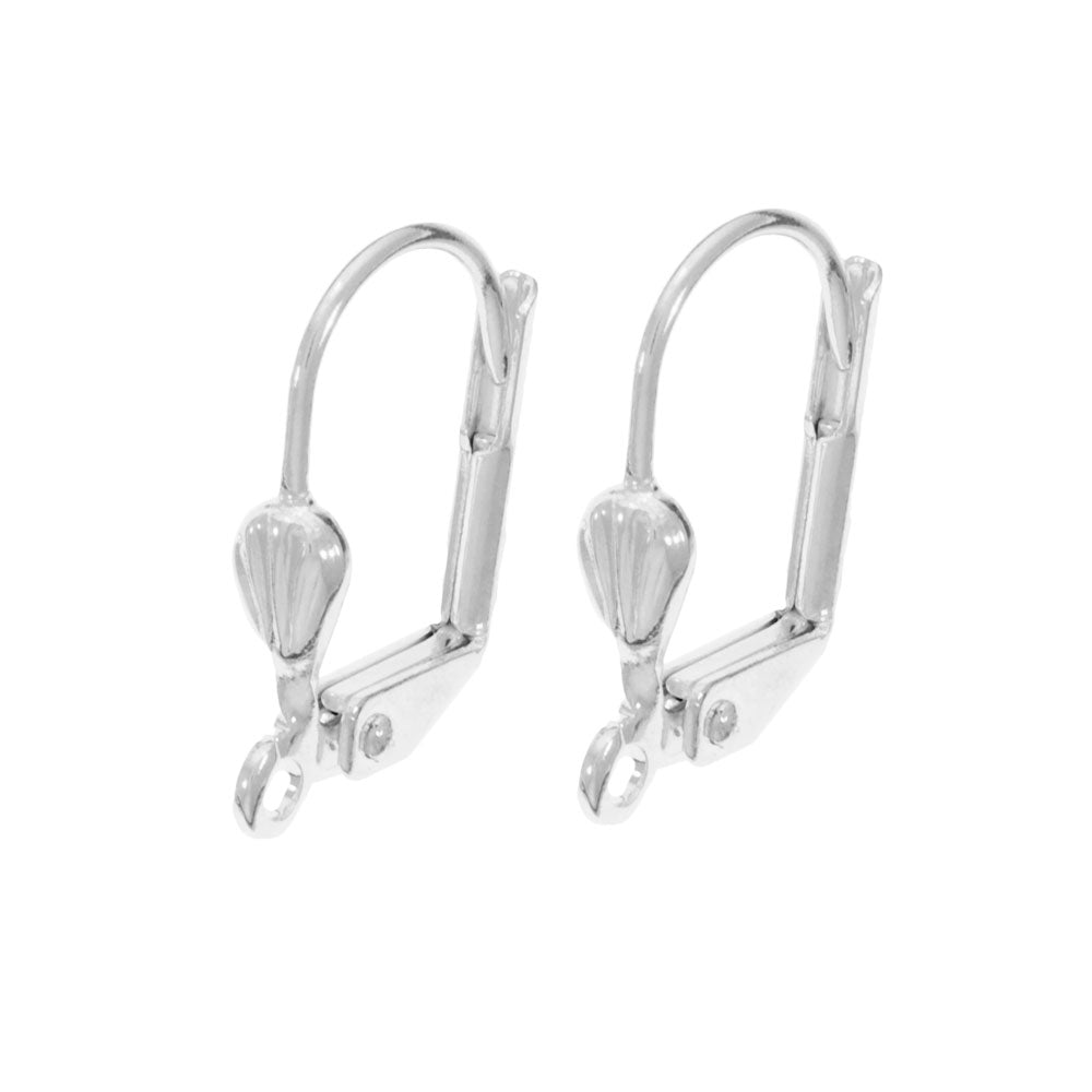 Earring Findings, Leverback Earrings with Shell 14x9mm, Silver