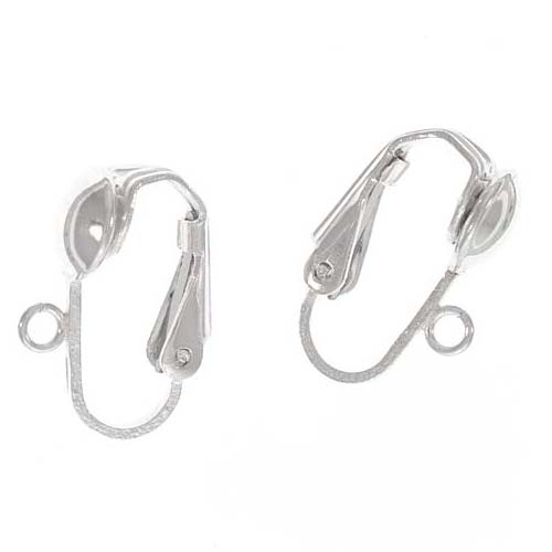 Earring Findings, Clip On Earrings with Loop 15mm, Sterling Silver (1 Pair)